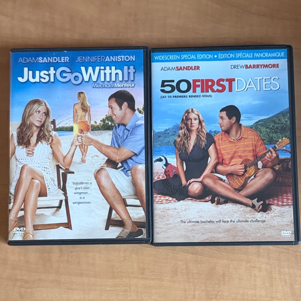 Just Go With It & 50 First Dates DVD Set - Blue, White, Tan Covers